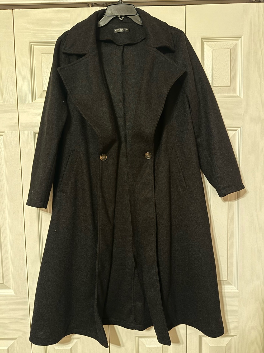 SHEIN Curve Black Long Trench Coat